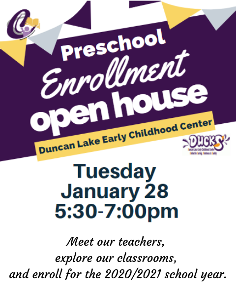 Preschool Enrollment Open House January 28, 5:30-7pm