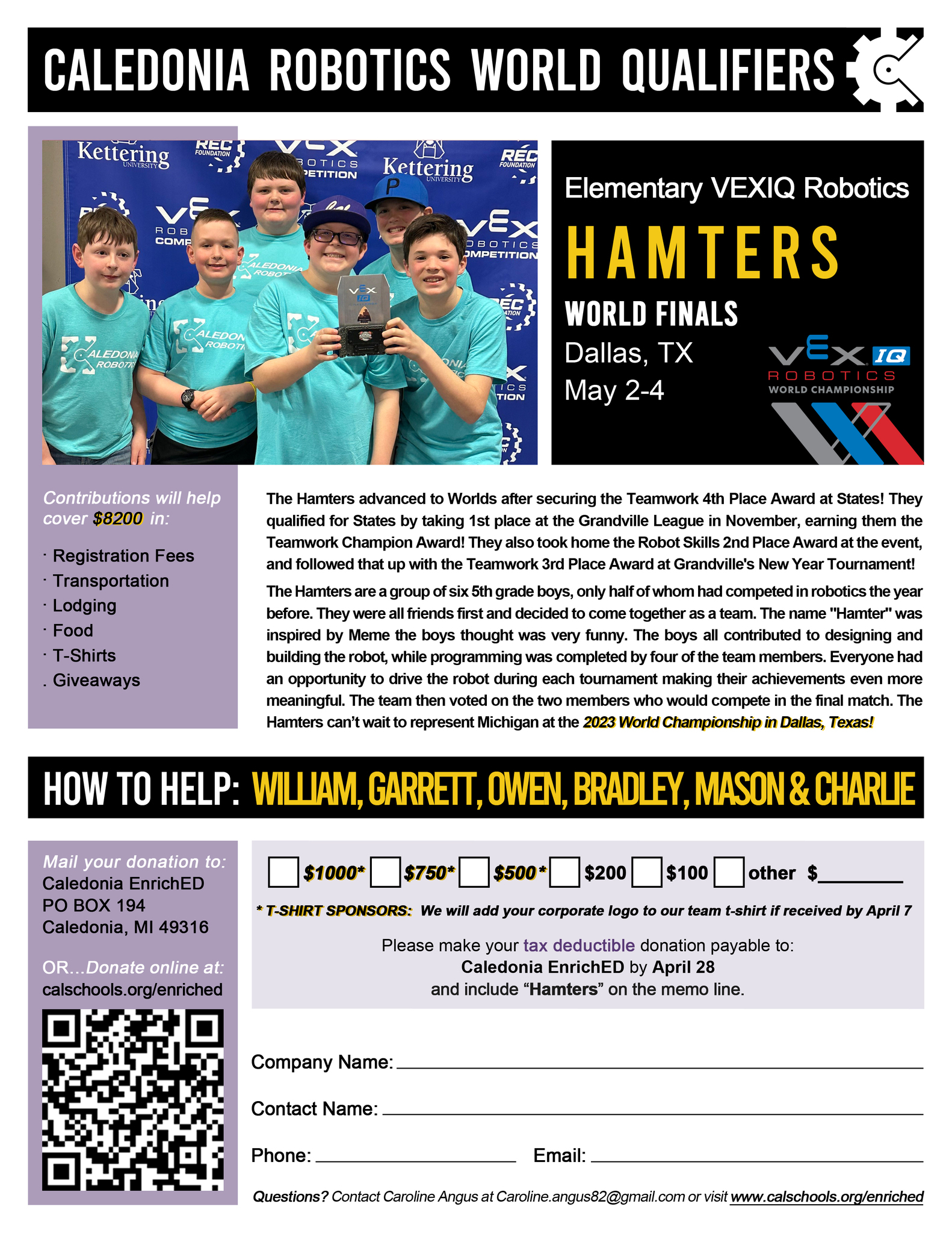 The Hamters Fundraising Flyer