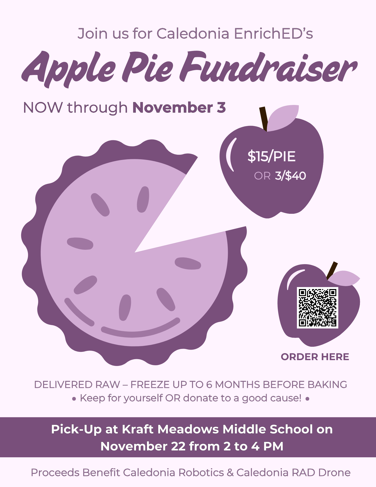 2025 Enriched Pie Fundraiser Flyer