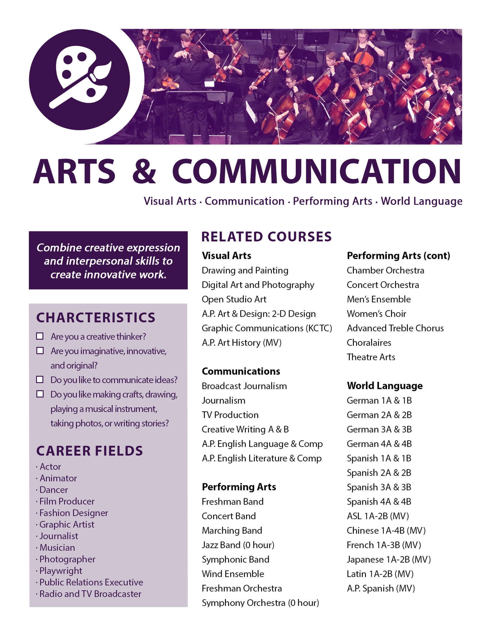 Arts & Communications Pathway